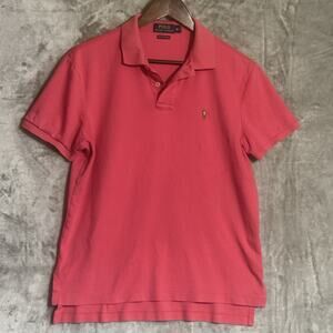 Polo Ralph Lauren Polo Shirt Mens Size M Pink Puma Soft Touch Short Sleeve Class